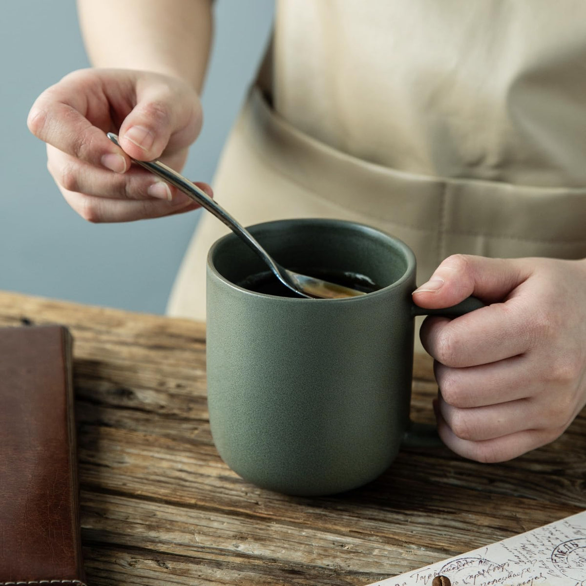 onadu.com 14oz Ceramic Coffee Mugs – Set of 6, Reactive Glaze