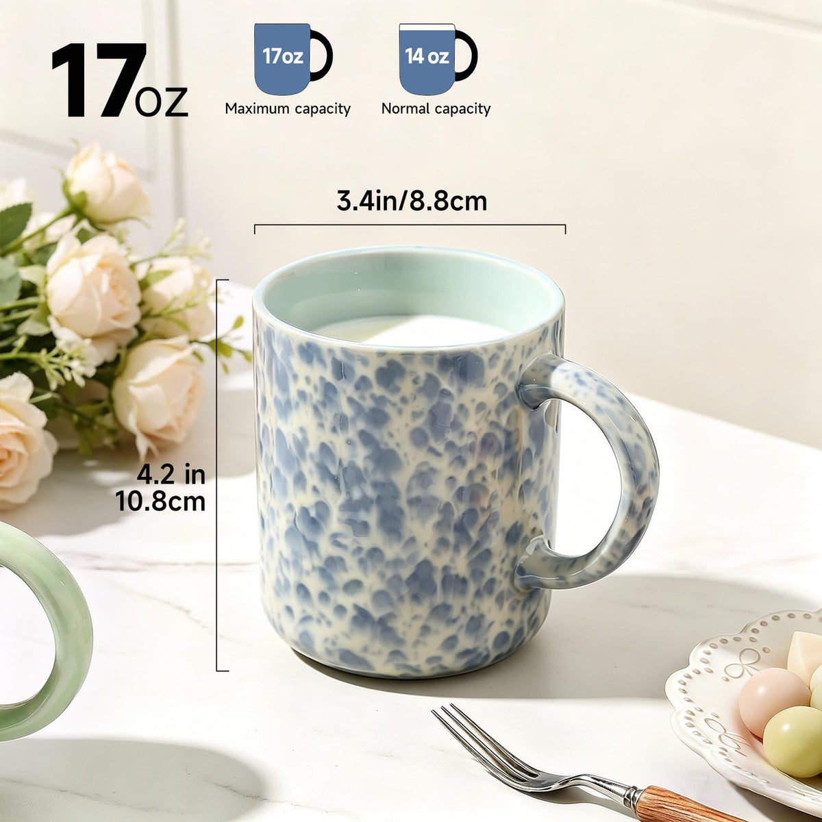 onadu.com 17oz Ceramic Coffee Mugs – Set of 4