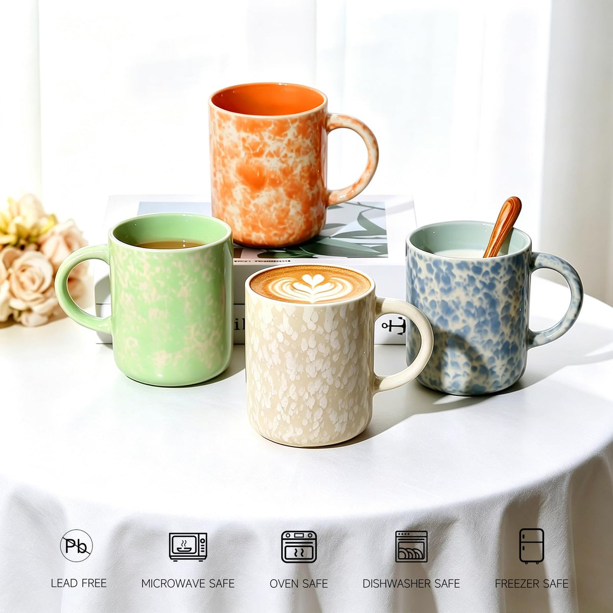 onadu.com 17oz Ceramic Coffee Mugs – Set of 4