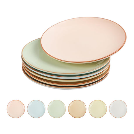 onadu.com Colorful Ceramic Dessert Plates – Set of 6, 8 Inch, Assorted Colors