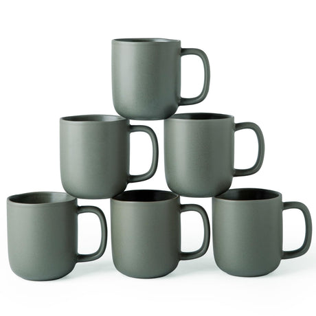 onadu.com 14oz Ceramic Coffee Mugs – Set of 6, Reactive Glaze