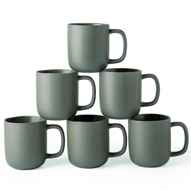 onadu.com 14oz Ceramic Coffee Mugs – Set of 6, Reactive Glaze