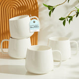 onadu.com 16oz Stackable Ceramic Coffee Mugs – Set of 4, White