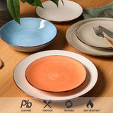 onadu.com Ceramic Dinner Plates – Set of 6, 10.5 Inch, Blue