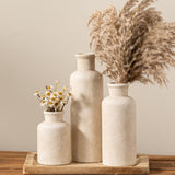 onadu.com Ceramic Vases Set of 3 – Whitewashed Neutral, Farmhouse Decor
