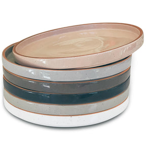 onadu.com Ceramic Flat Plates – Set of 6, 8 Inch, Neutral Colors