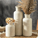 onadu.com Ceramic Vases Set of 3 – Whitewashed Neutral, Farmhouse Decor